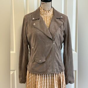 Hem & Thread Women's Taupe faux Suede Jacket